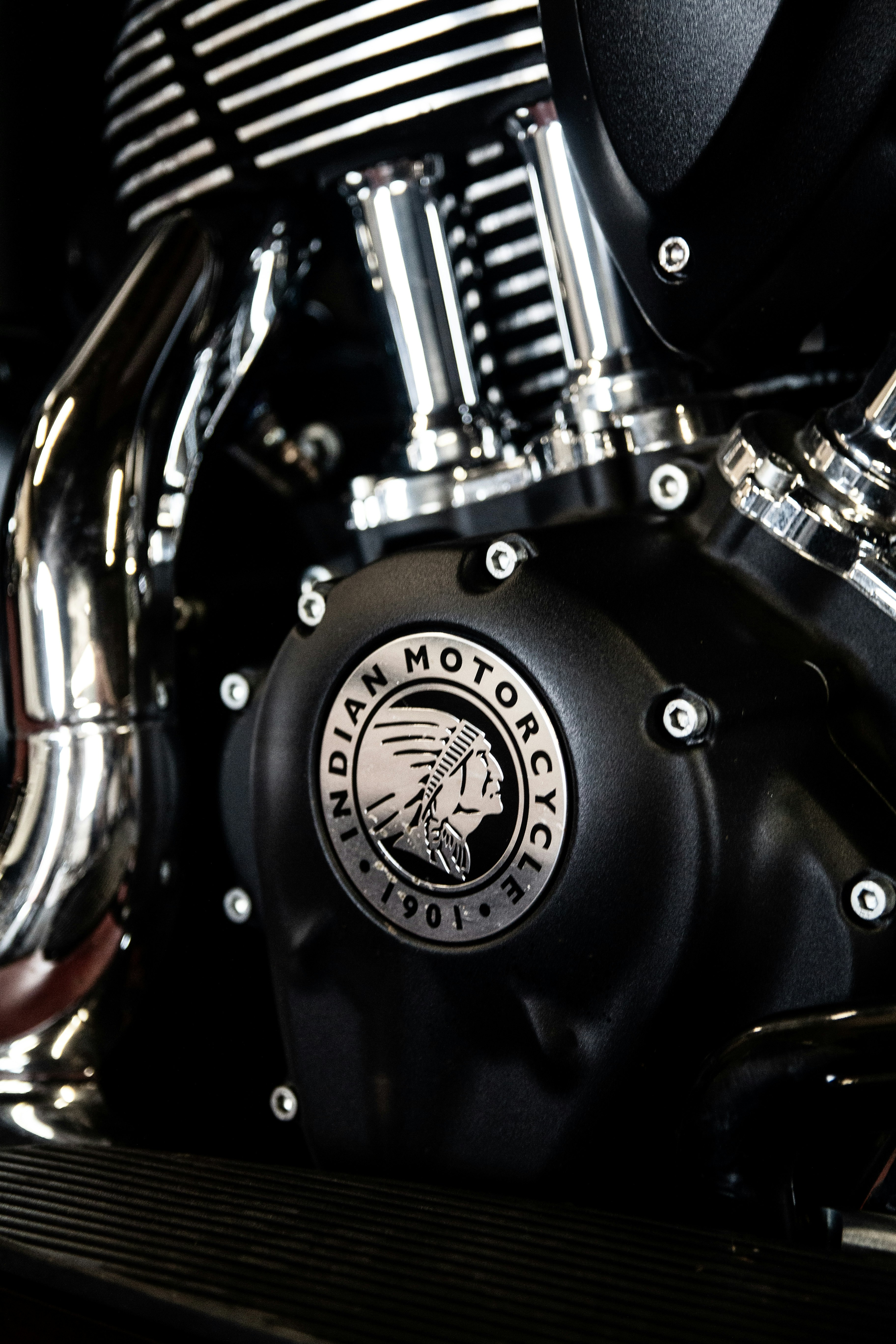 black and gray Indian Motorcycle engine